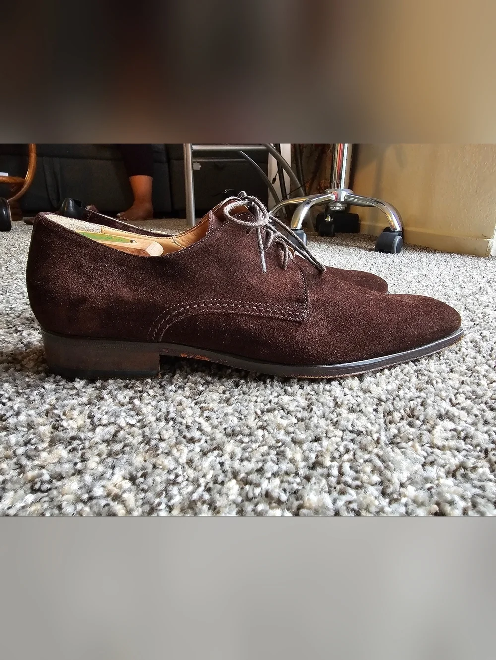 Faconnable Dark Brown Suede Derby Shoes